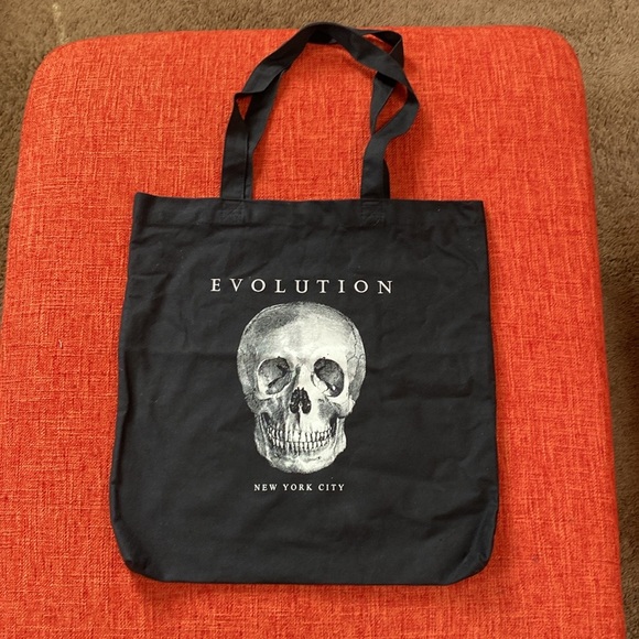 evolution Handbags - Evolution New York City Store Skull Skeleton Head Black Cotton Tote